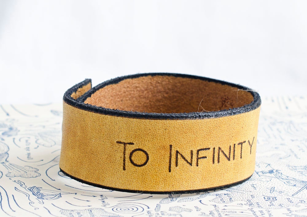 To Infinity and Beyond - Custom Handcarved Distressed Leather Cuff
