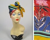 Vintage 1950s LIBERTY OF LONDON tropical print silk scarf