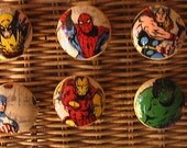 Handmade Knobs Drawer Pull Set of 6 Marvel Avengers Set Wolverine Spiderman Iron Man Hulk Captain America Thor Dresser Knob Pulls
