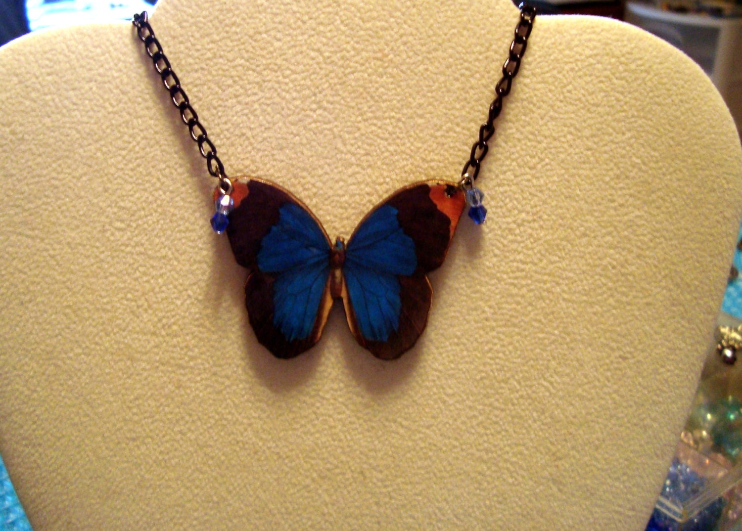 Butterflies Are Free necklace with Crystal Beads