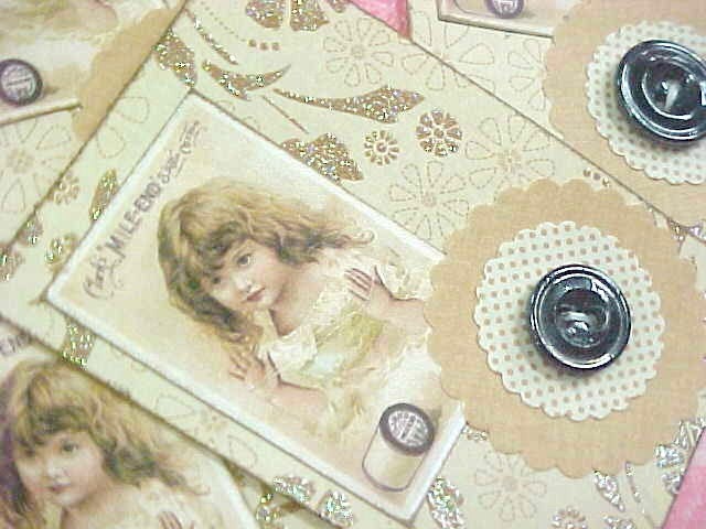 Sweet Girl Antique Trade Card Sewing Inspired  Collection Cards Tags Lot (8) Each