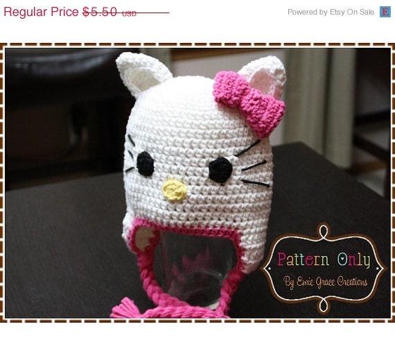 ON SALE Cat Hat Crochet Pattern - PRETTY Miss Kitty - 111