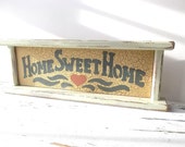 Home Sweet Home. Vintage Sign. Wall shelf. Key Holder. Mantel DIsplay. Shabby Chic Cottage Decor