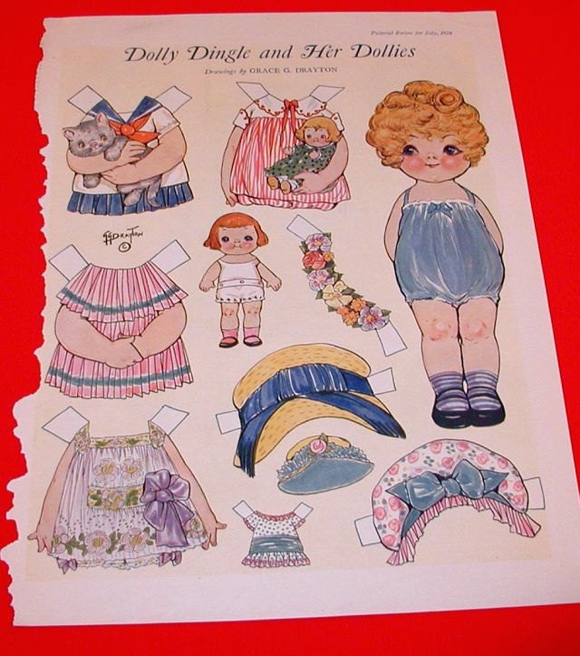 Vintage 1926 Dolly Dingle and Her Dollies Paper Doll - Uncut