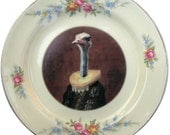 SALE - Marquise de Struthio - Altered Vintage Plate 6.25"