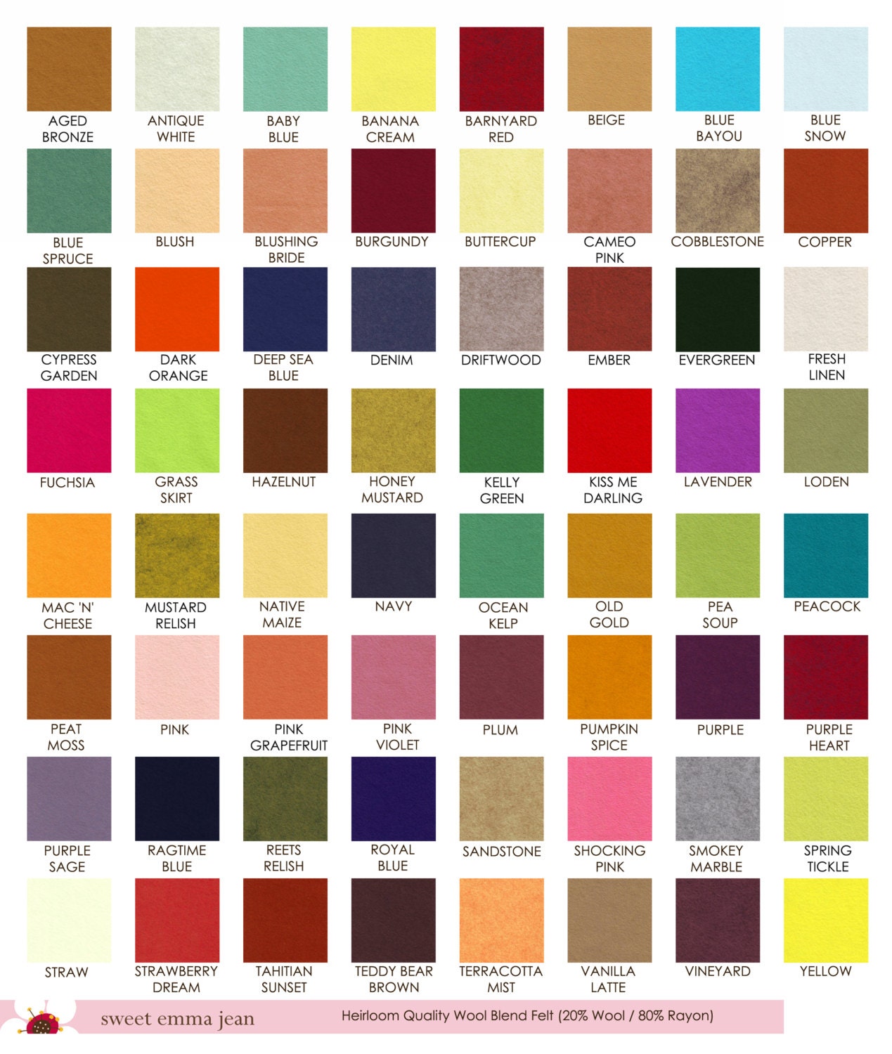 Wool Felt Sheets - Choose Any Fifteen (15) - Wool Blend Felt
