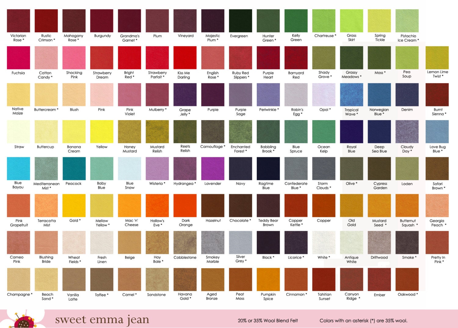 Wool Felt Sheets - Choose Any Ten (10) - Wool Blend Felt