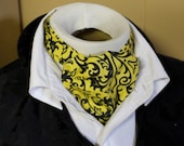 Pure Cotton - DAY Cravat Victorian Ascot Tie Cravat - Yellow and Black Victorian Vine
