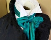 REGENCY Brummel Victorian Ascot Tie Cravat - Peacock Teal Green Silk 4 inch width