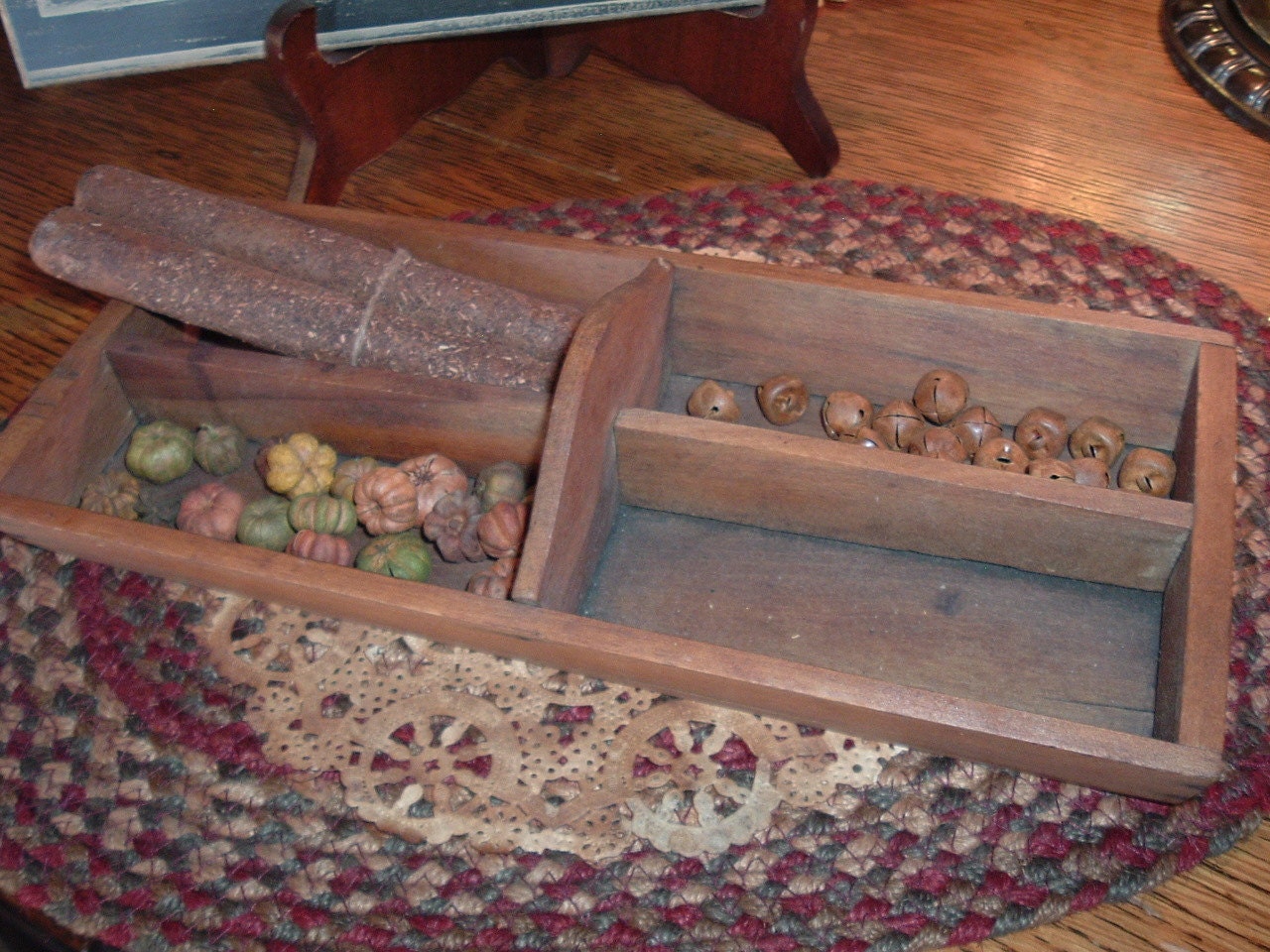Small Vintage Wooden Cutlery Tray Fixins Ornies Gatherings Primitive Americana