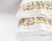 A Beautiful Day For Sleep - Hand Painting Spring Green Linen Pillow Case - Set Of 2 - Floral SpringTime Pattern - dmtgun3