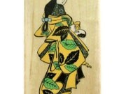 Japanese Leaf Girl Rubber Stamp by Rubber Stampede