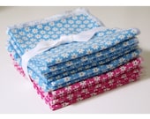 Flannel Hankies Ultra Soft Handkerchiefs set of 12 an even dozen pink with daisies and turquoise with daisies Premium Designer Flannel