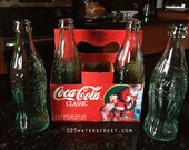 Vintage Green Embossed Coca Cola Bottle Set