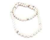 White Swarovski Pearl and Rhinestone Beaded Necklace