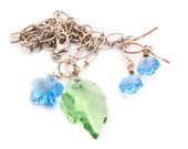 Flower and Leaf necklace and Earrings Jewelry Set
