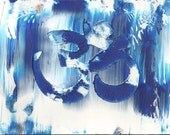 OM Symbol Original Acrylic Abstract Painting Fine Art in Double White Mat by Ryan O'Neill