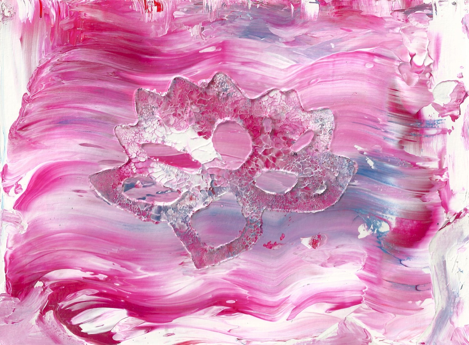 Lotus Flower Original Acrylic Abstract Painting Fine Art in Double White Mat by Ryan O'Neill