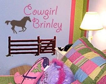 Cowgirl Horse PERSONALIZED Name 42x22 Vinyl Wall Decal Home Decor Art Words