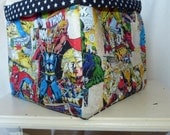 Fabric basket storage bin toys comic avengers captain america  hulk spiderman black stars
