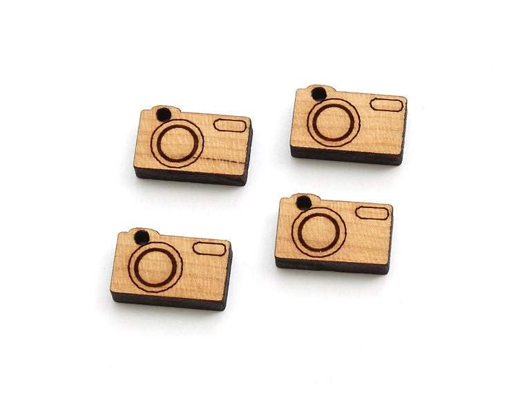 Mini Camera Charms - Laser Cut Wood - Free Shipping - Itsies by Timber Green Woods