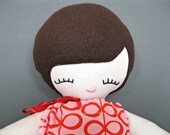 Rag Doll, Molly Cloth Doll, Brown Hair with Customizable Dress