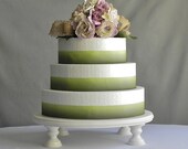 Wedding Cake Stand 14" Round Cupcake Dessert White Wooden Vintage Wedding By E. Isabella Designs. As Featured In Martha Stewart Weddings