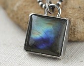 Square Modern Labradorite Pendant
