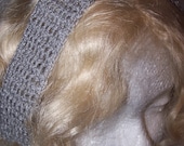 Crochet Headband, Silver Gray Hairband, Glittery Headband, Hair Accessory, Head Wrap, Women and Teen Girls