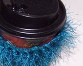 Teal Crochet Coffee Cup Cozy, OOAK Coffee Cup Sleeve, Teacher's Gift or Stocking Stuffer for the Coffee Lover