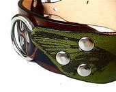 Dog Collar Leather with Butterfly and Vines Design