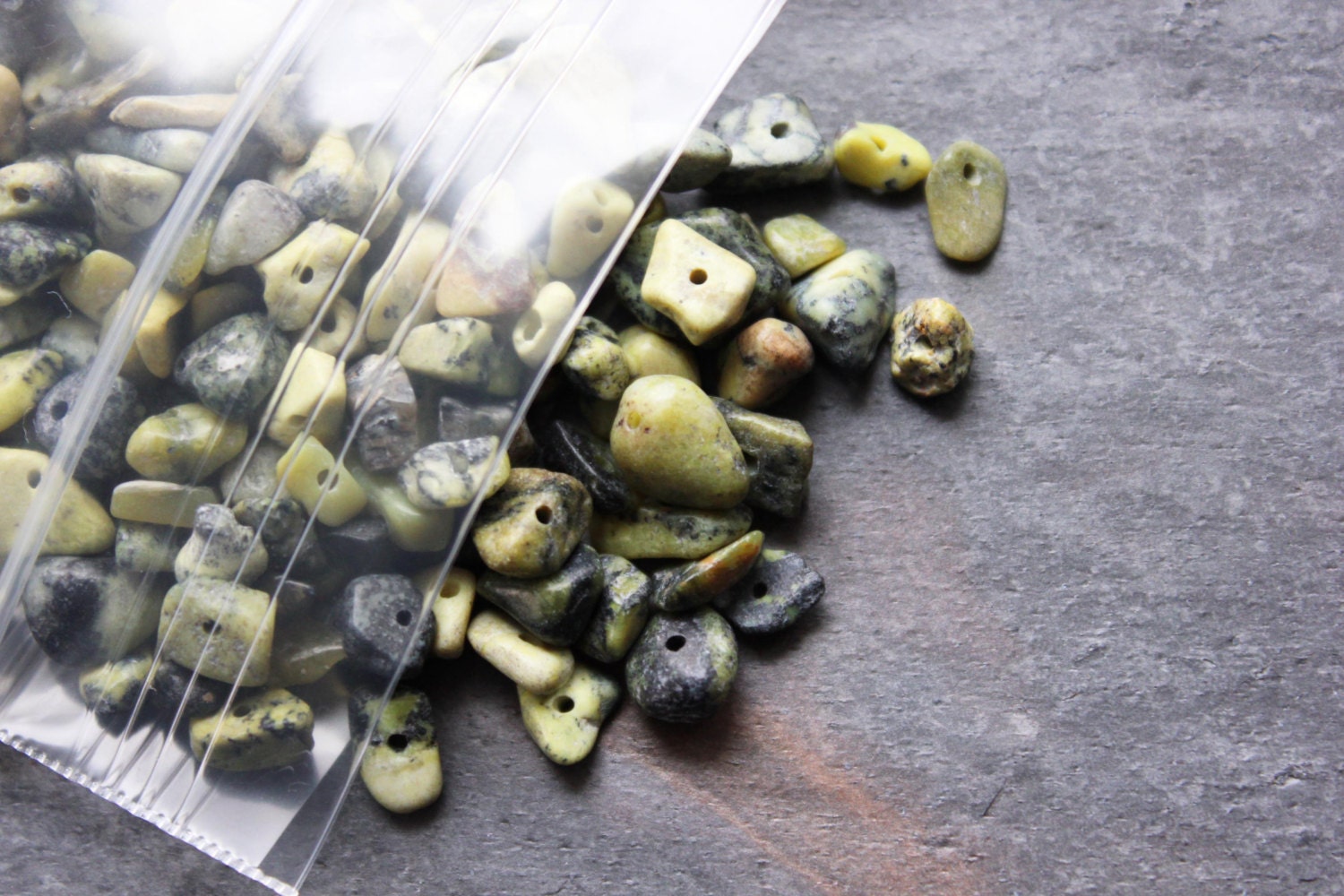 Yellow Turquoise Pre-Drilled Stone Chip Beads - 3 ounce bag