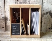 Poste Box - Reclaimed Wood Desk Organizer for Letters with Chalkboard