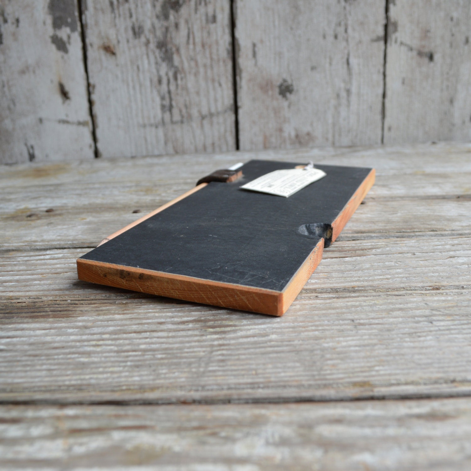 One of a Kind Chalkboard Tablet: Reclaimed Oak and leather.
