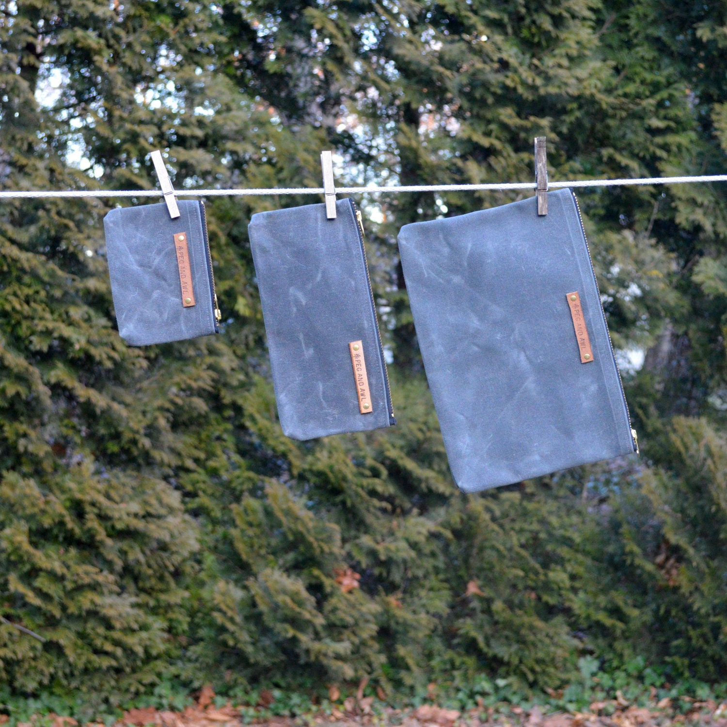 Large Waxed Canvas Pouch: Truffle