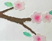 Cherry Blossoms 3 - original watercolor collage