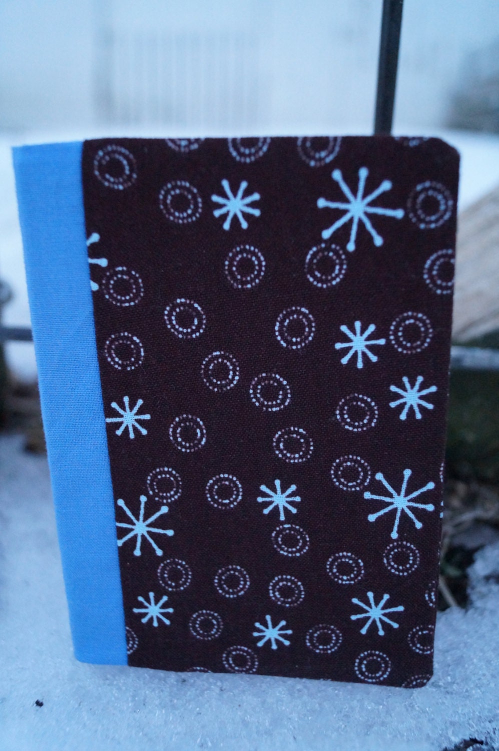 Blue Stars and Brown Dots Mini Notebook   FREE SHIPPING