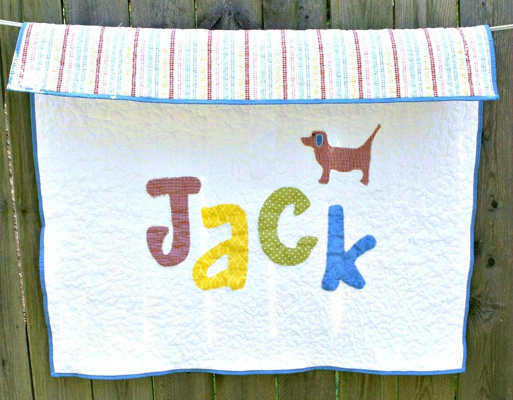 Appliqued Name Quilt, Personalized Quilt, Mongorammed Baby Quilt, , Custom Made