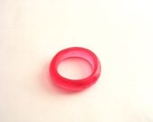 Cherry pink resin ring jewelry , skinny stacking resin ring , cherry red resin ring matte finish US Ring Size 8 small rings clear