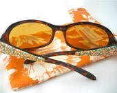Unique sunglasses orange and green patterns upcycled tortoise shell glasses with case