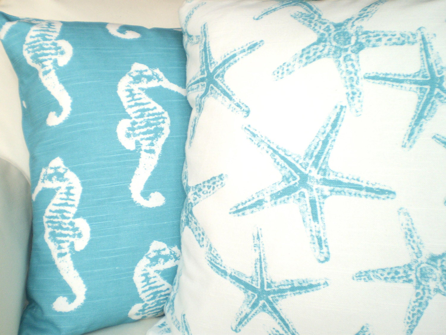 Cushions Throw Pillows Decorative Pillows Cushion Covers Nautical Aqua Gray White BOTH SIDES - Combo Set of  Two 18 x 18