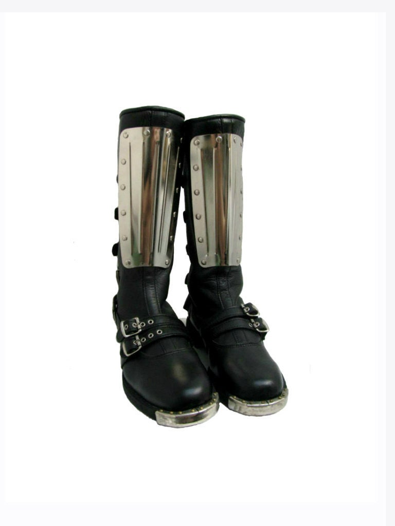 Vintage Mens Gladiator Motorcycle Boots Black Leather English Mad Max Biker Boots US size 8
