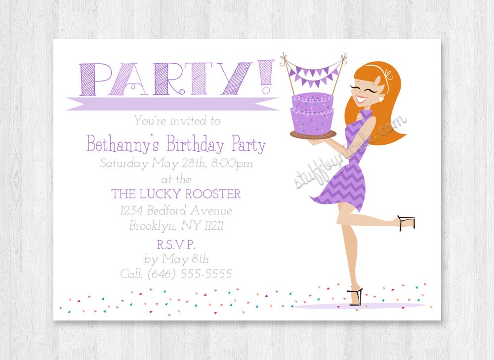 Personalized Birthday Girl Digital Invitations DIY Printable Birthday Invites