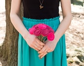 Custom Felt Flower Bouquet - Magenta Rose Bouquet  - Wedding Bouquet - Bridesmaid Bouquet -