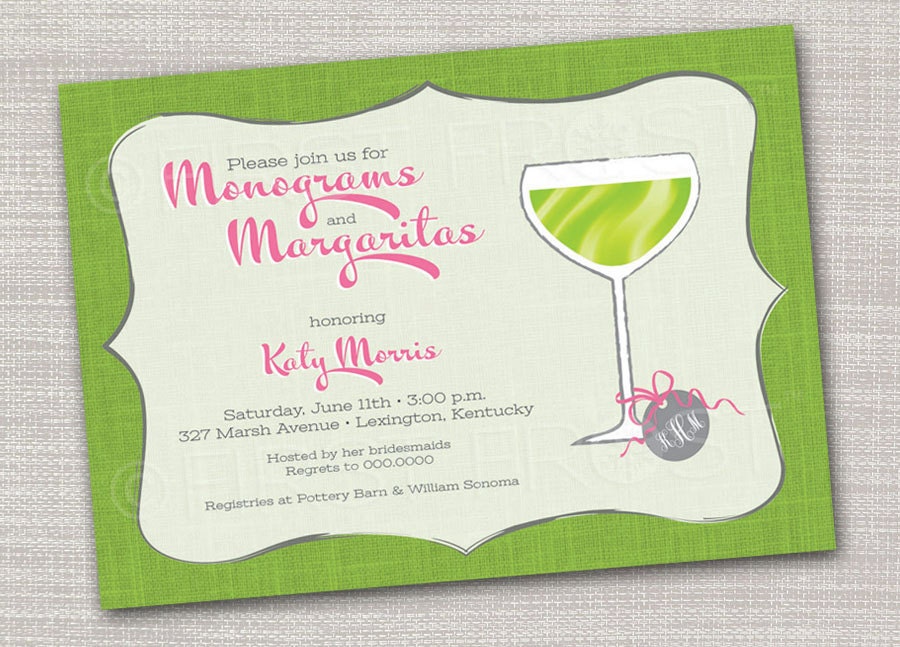 Monograms and Margaritas Printable Card - Wedding Bridal Shower Tea Luncheon Il_170x135