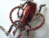 Gorgeous RED, beetle, bug, statement , feature necklace, by NewellsJewels on etsy