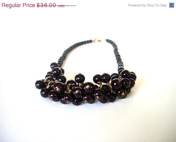 on sale Statement Necklace Gemstone . Deep Red Riverstone . Bauble . Handmade Bib Necklace  -- REDA