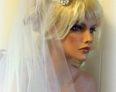 BRIDAL VEIL and FASCINATOR set Bridal Veil, illusion tulle veil - white or ivory  - wedding veil 2 tier elbow length
