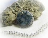 Rock Hound Green Moss Agate Hand Stamped Necklace Aluminum