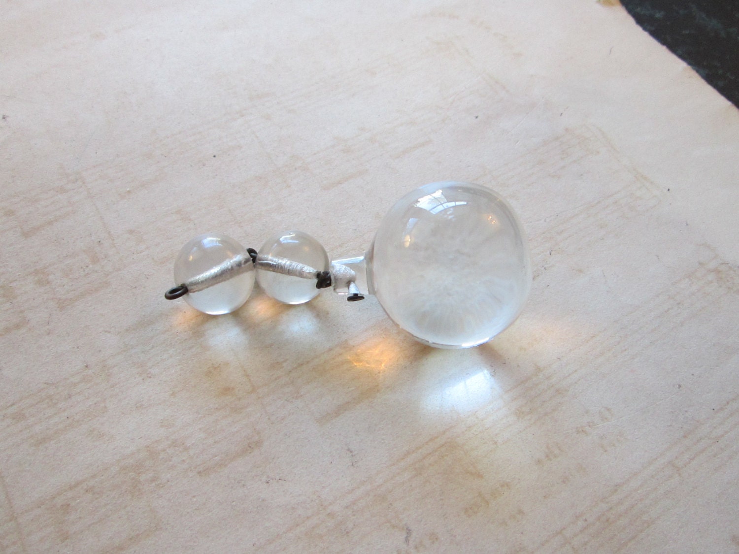 smooth chandelier crystal ball - orb, large, round, from bottom of vintage chandelier